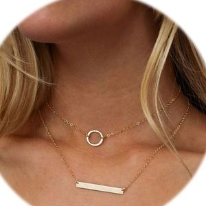 Gold Double Layered Choker Necklace